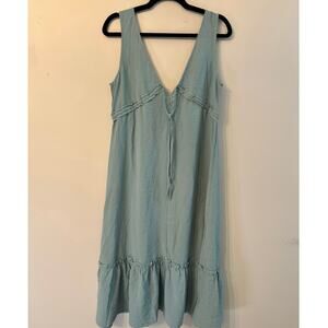 NWT Cupshe Blue Crinkle Ruffle V-Neck Sleeveless Midi Cover Up Dress Sz M